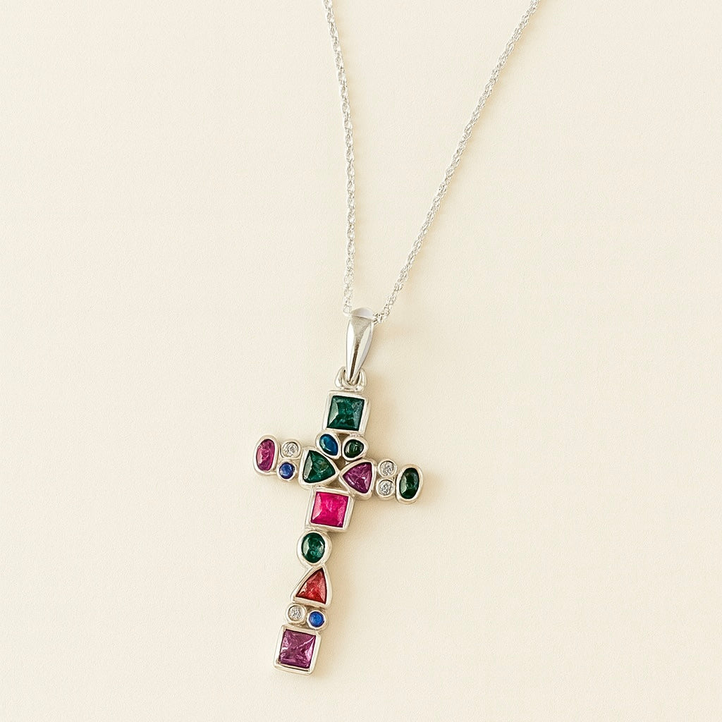 Cadenita | Cruz brillante colores silver