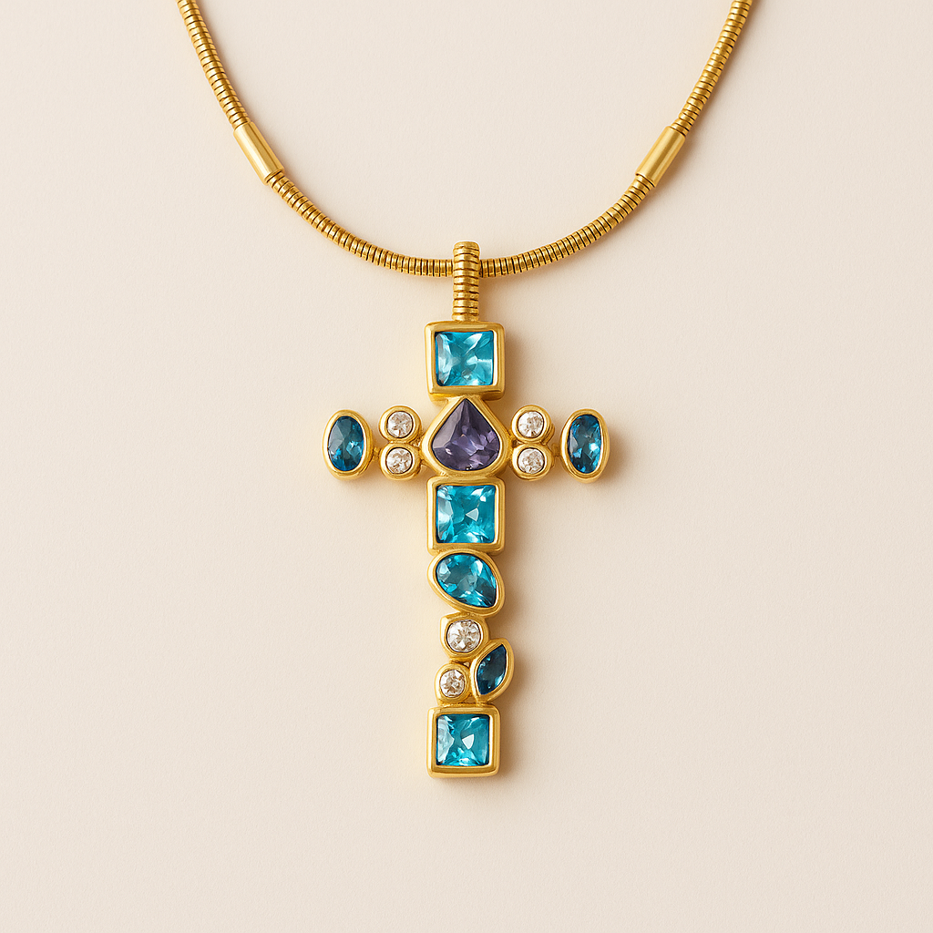 Cadenita | Cruz brillante colores