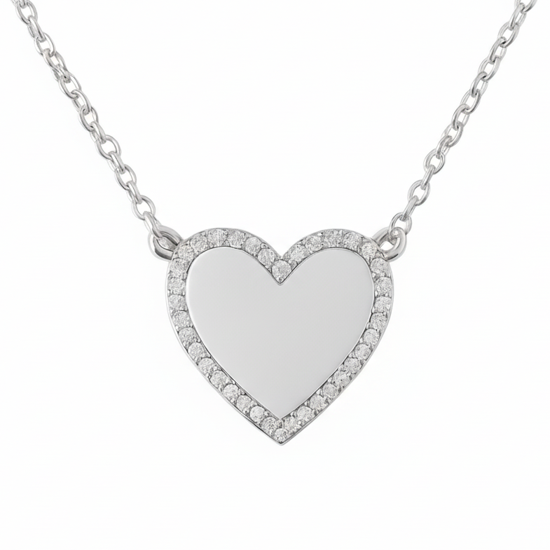 Collar | Corazón Grabado Plata