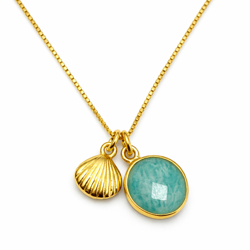 Collar | Almeja + Piedra Turquesa M