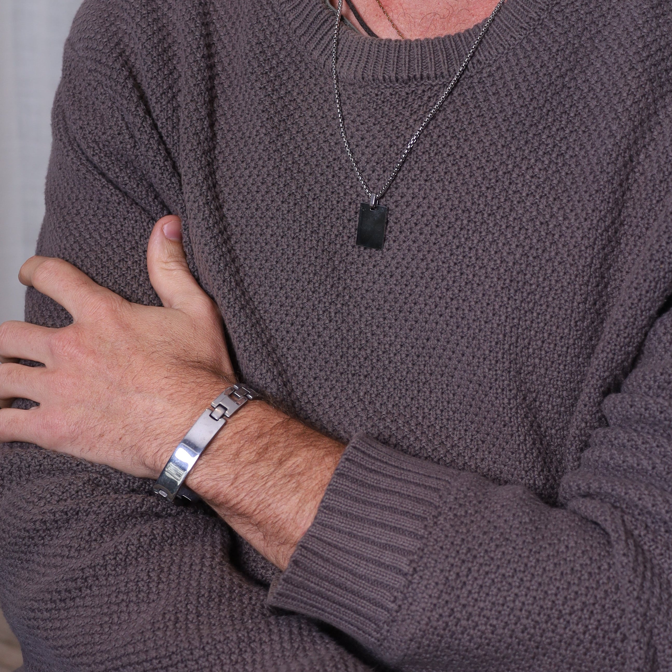 For Him| pulsera plata con placa