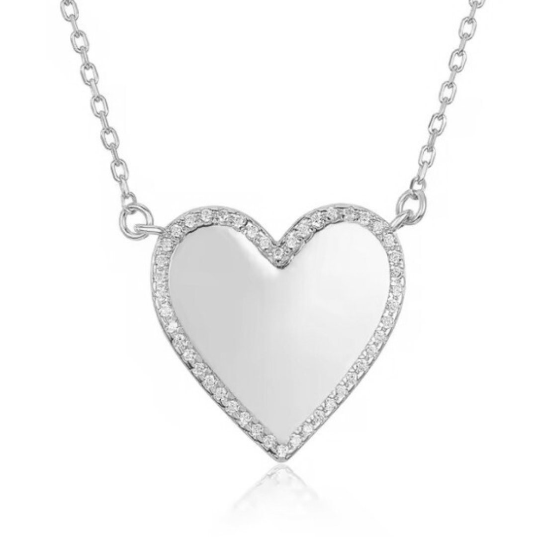 Collar | Corazón Grabado Plata