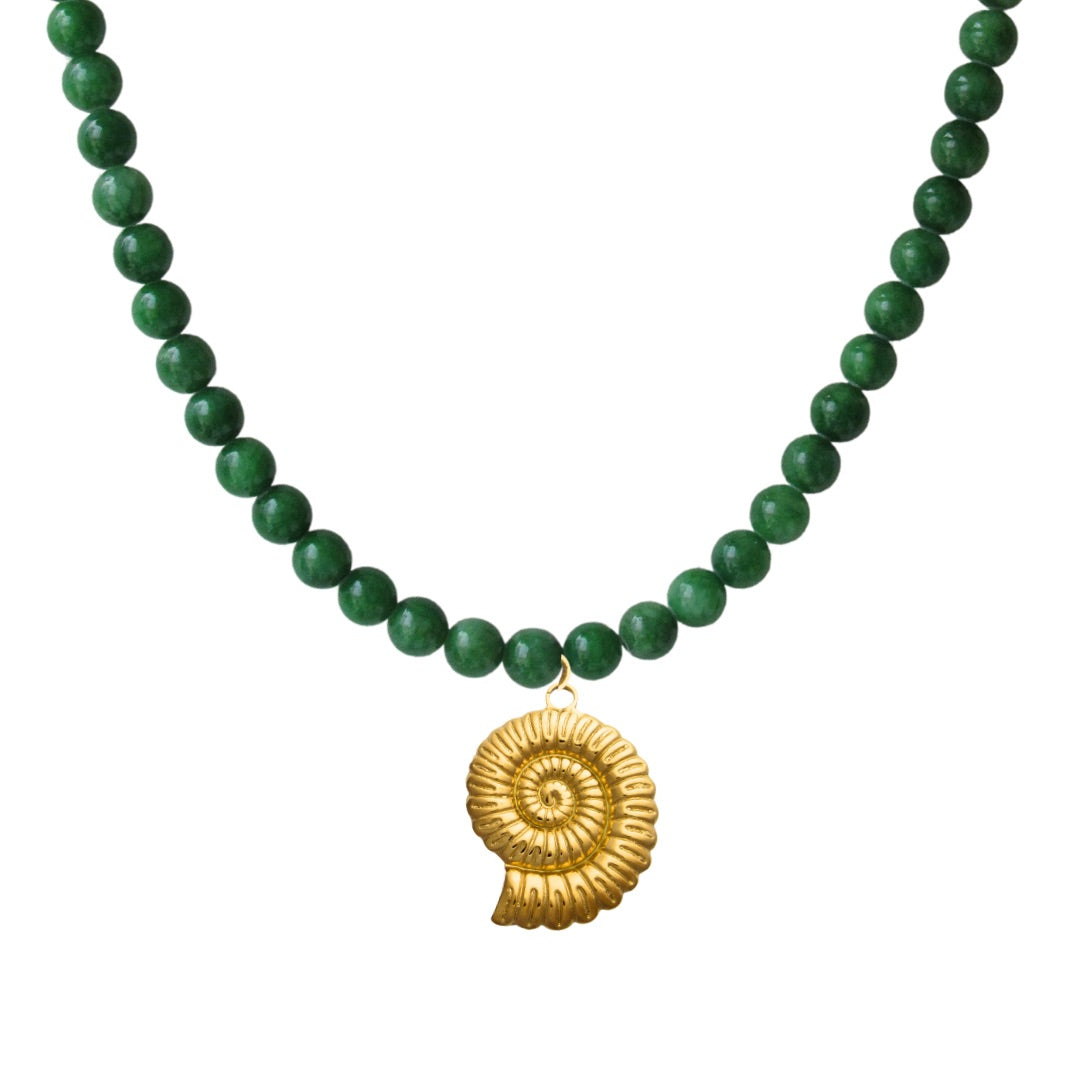 Collar | Piedras Verde con Dije de Caracol