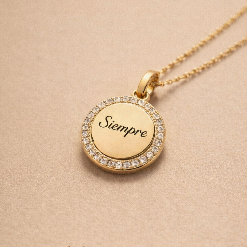 Collar | Medalla Grabada Oro