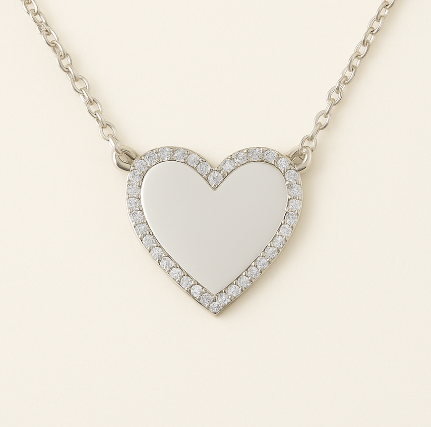 Collar | Corazón Grabado Plata