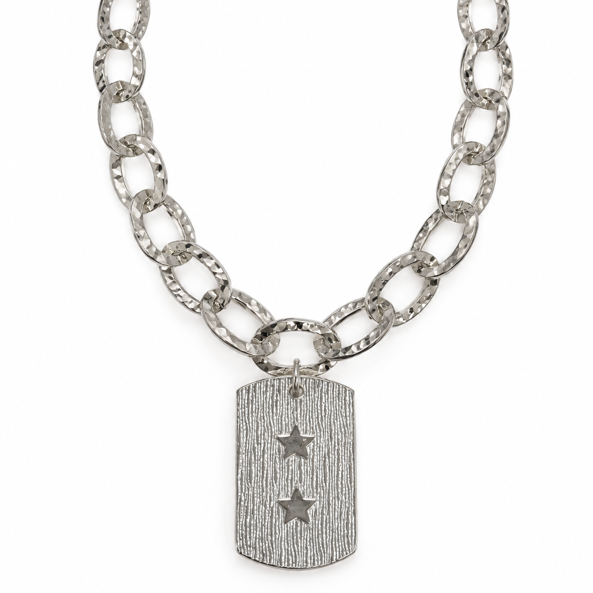 Collar | Placa Mediana Silver + Grabado