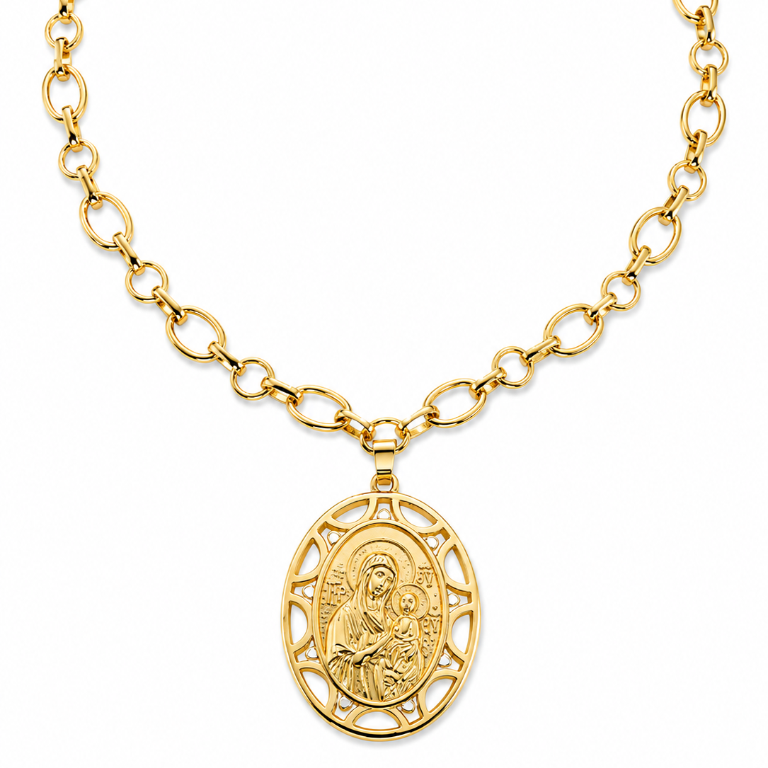 Collar | virgen XL tallada con circones