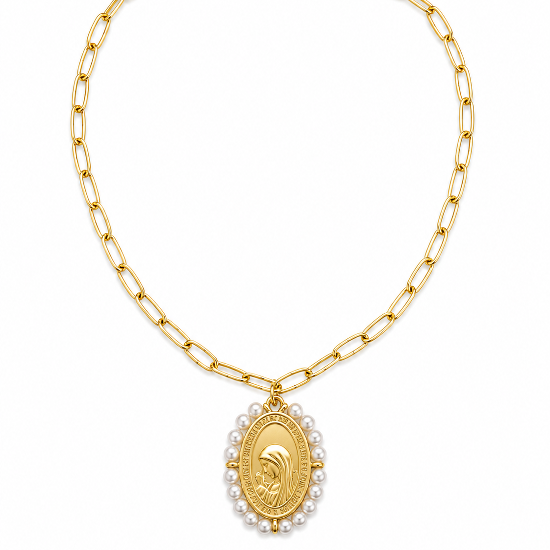 Collar | Virgen ovalada con perlas