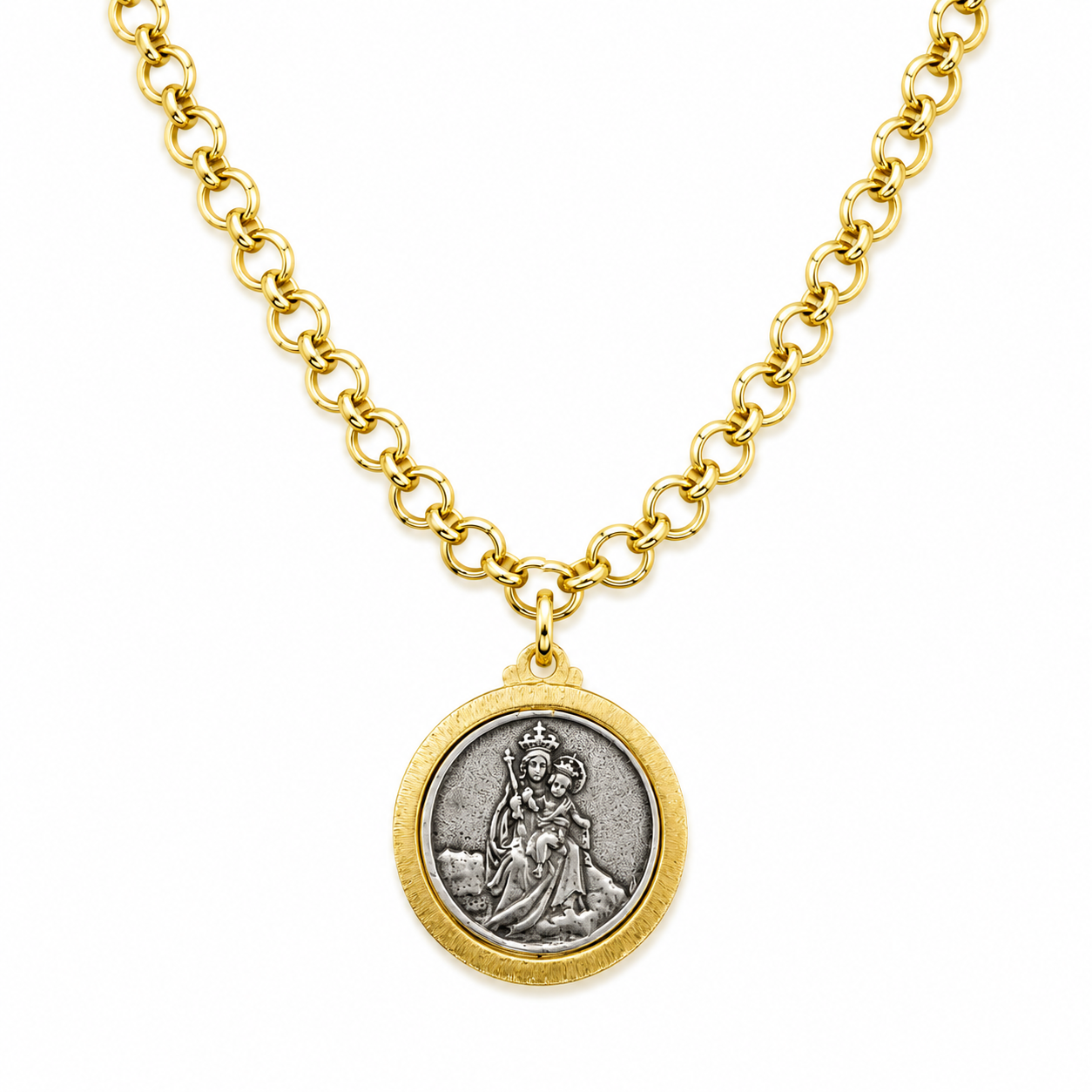 Collar | Ecapulario Maxi, Virgen del Carmen y Sagrado Corazón