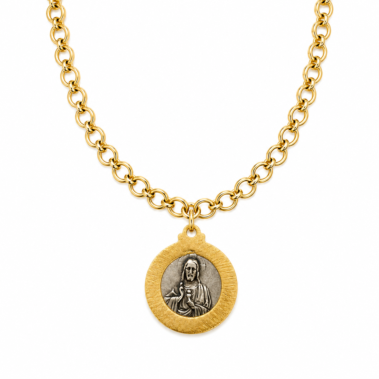 Collar | Ecapulario Maxi, Virgen del Carmen y Sagrado Corazón