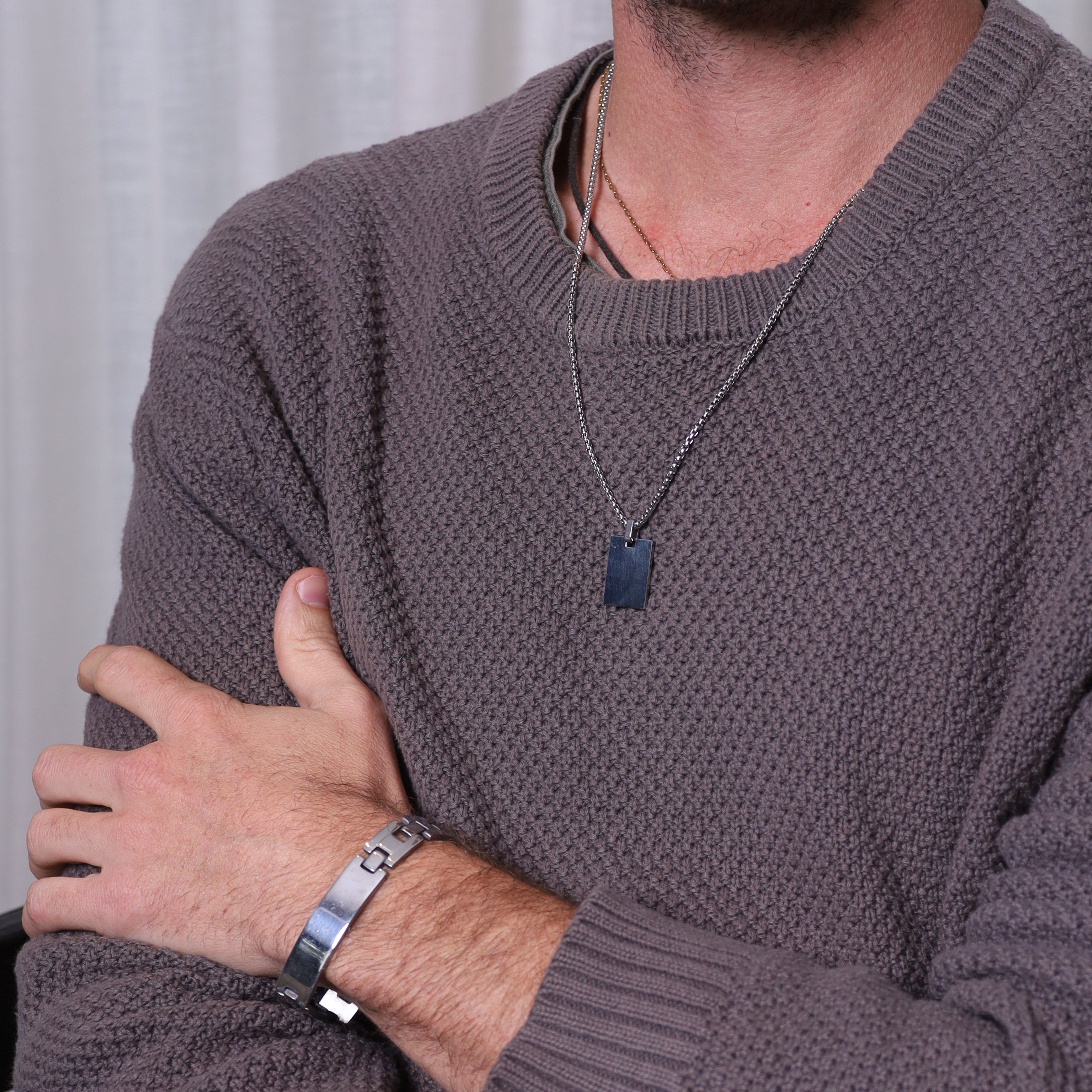 For Him| pulsera plata con placa