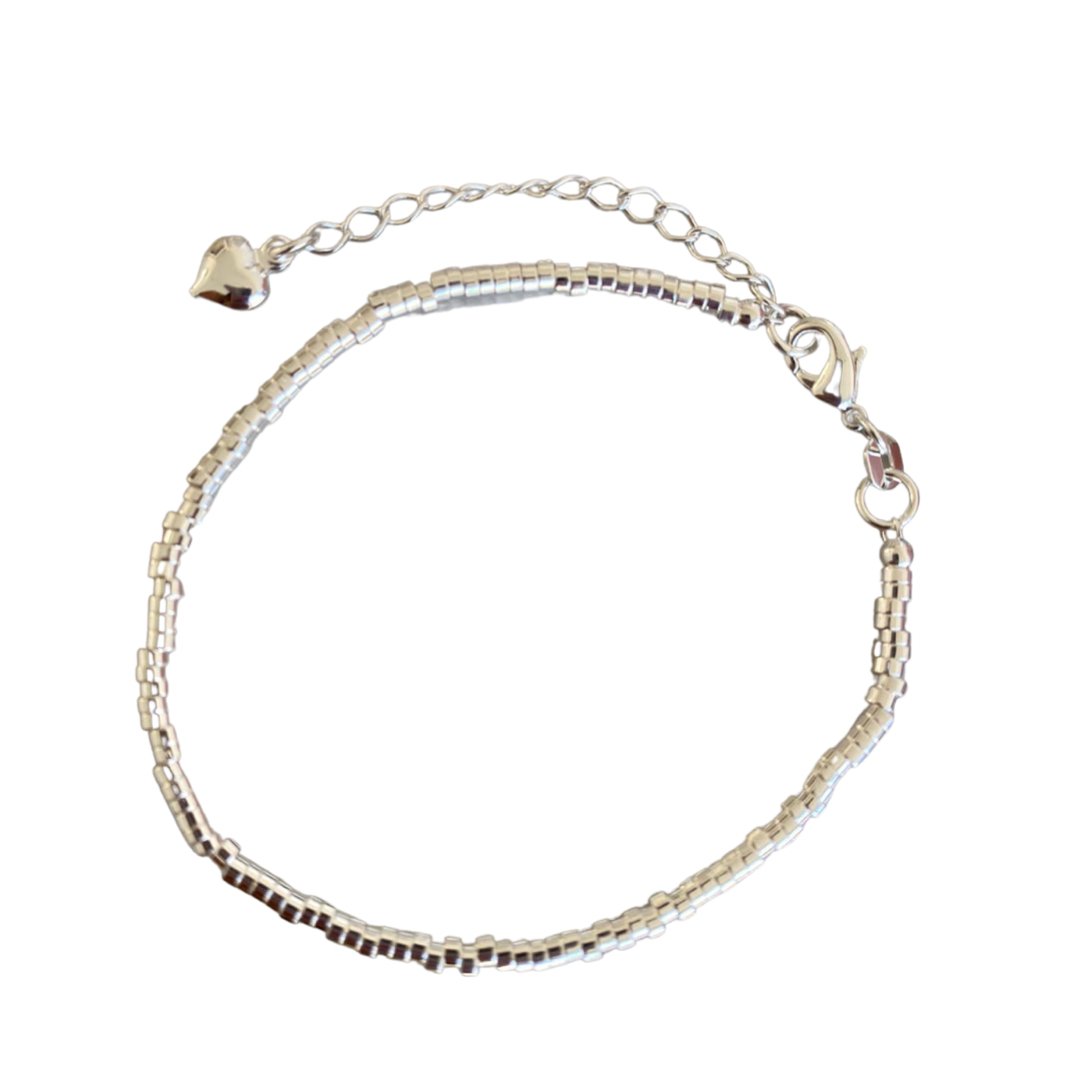 Pulsera | Mostacillas Tubo Plata